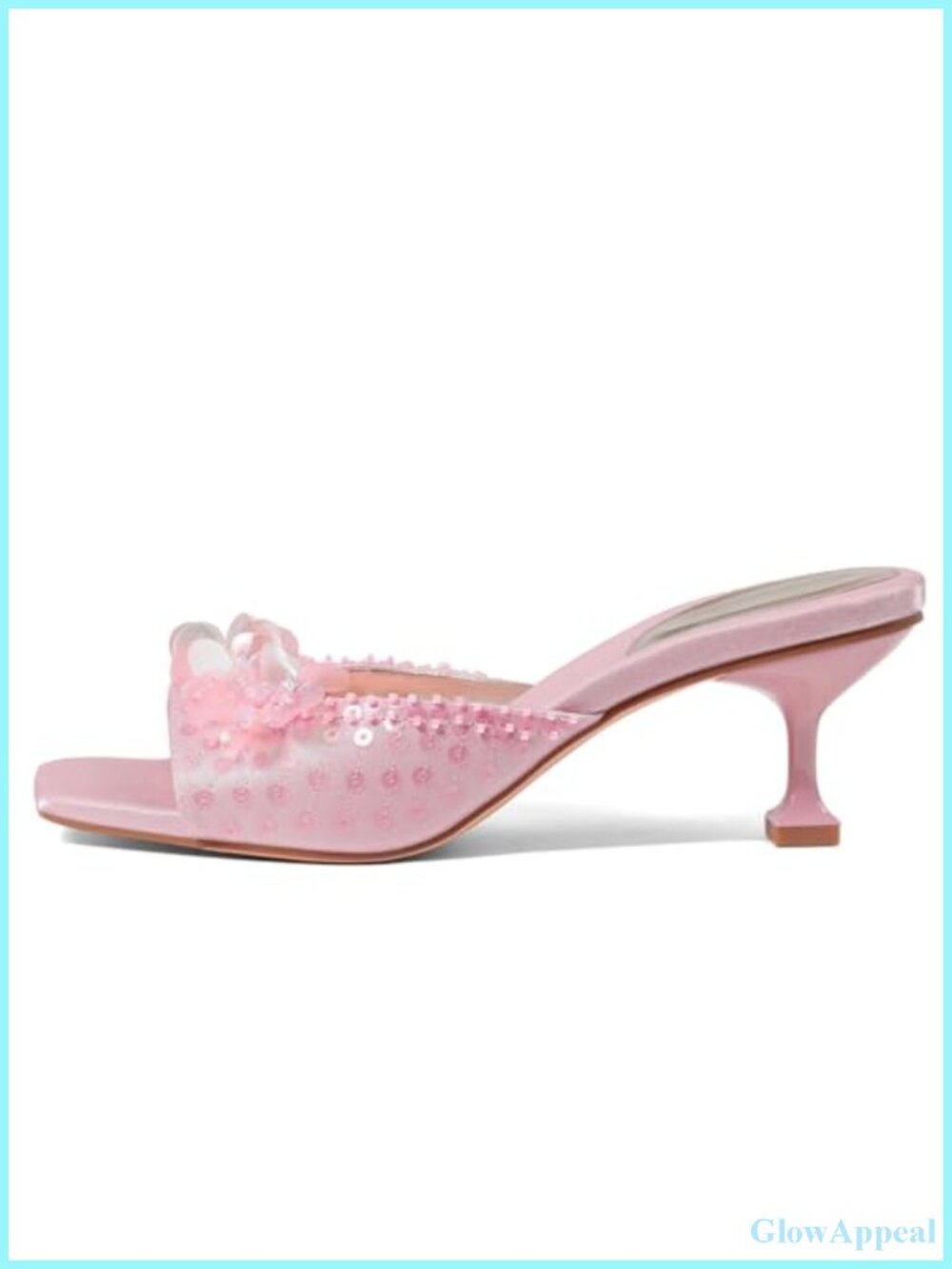 Sequin Kitten Heels Stiletto Low Heel Square Toe Slip On